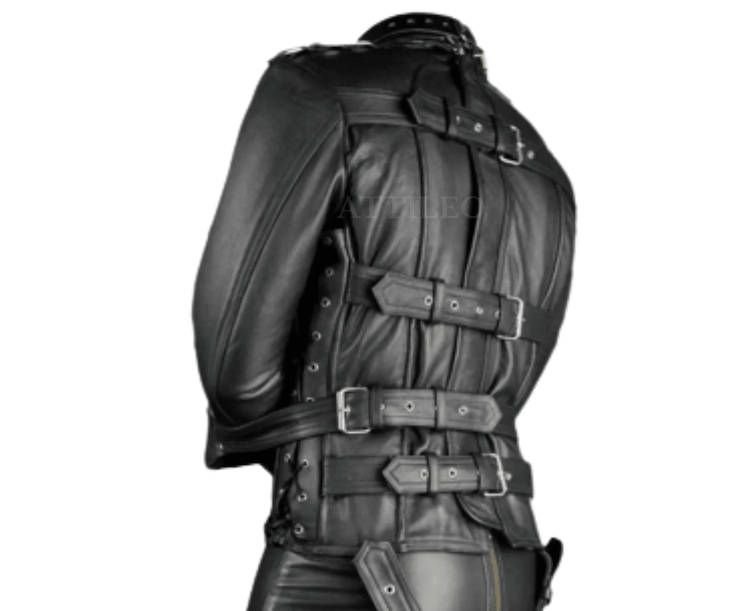 Mens Leather Bondage Strait Jacket