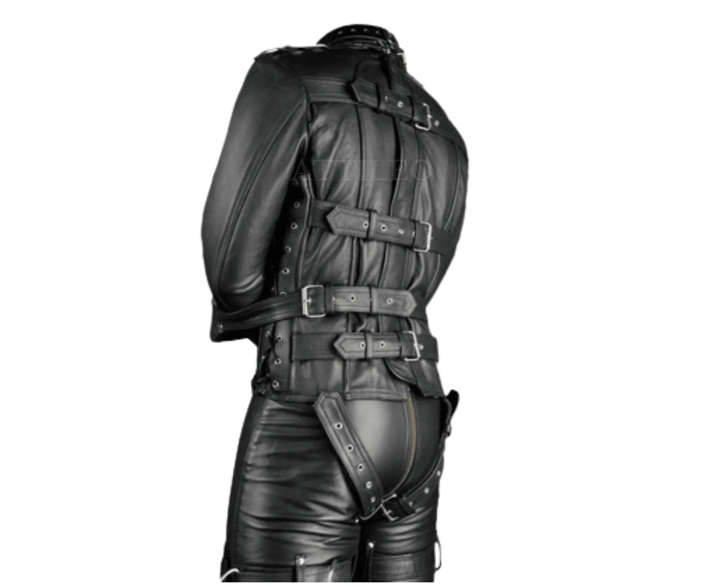 Mens Leather Bondage Strait Jacket