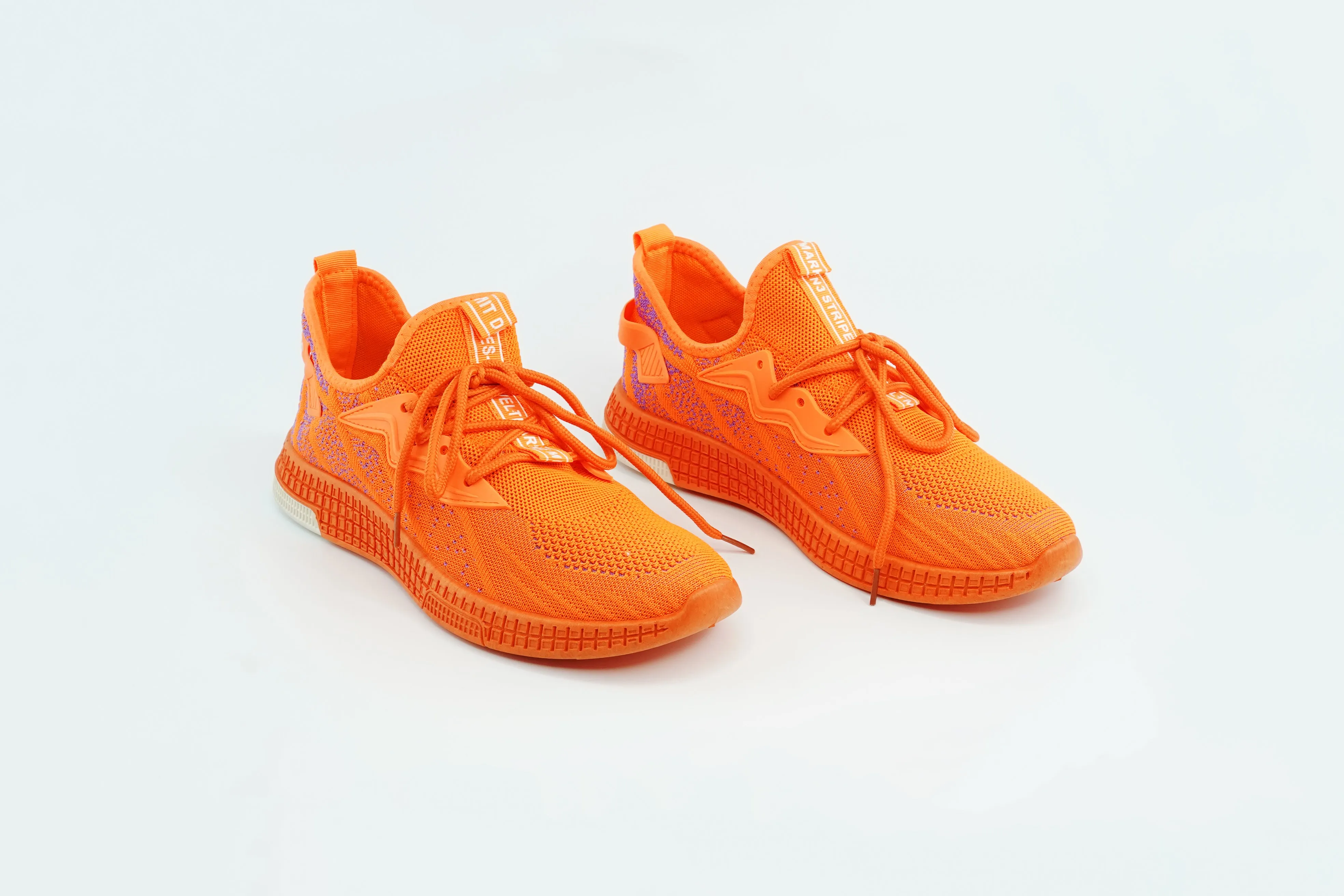 Mesh canvas running shoes in orange color