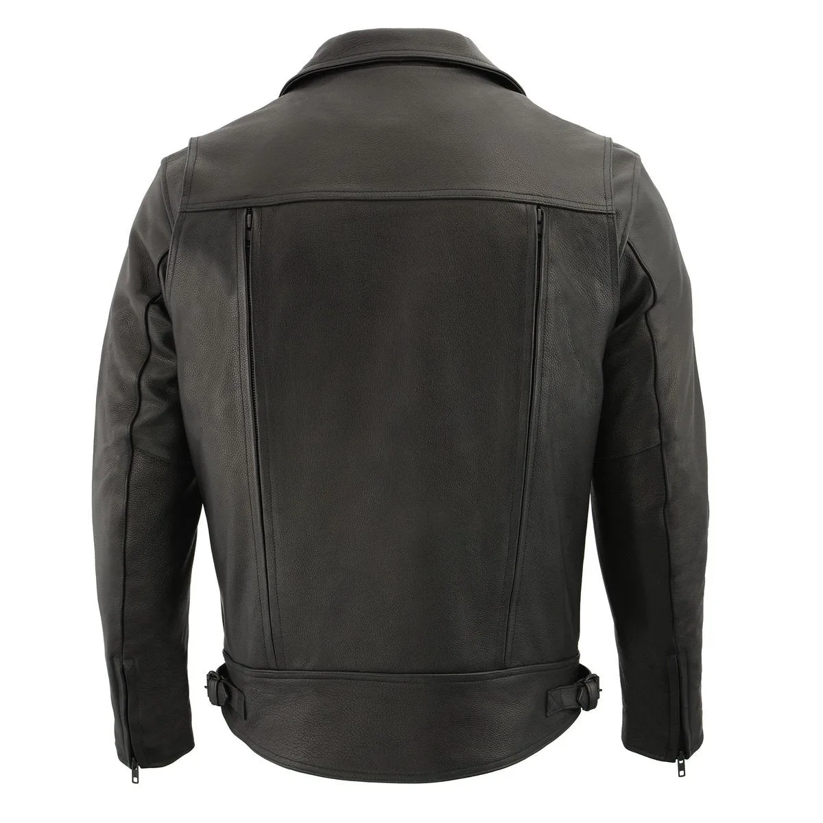 Milwaukee Leather LKM1720 Men's Black Premium Leather Motorcycle Vented Leather Jacket w/ Multi-Utility Pockets