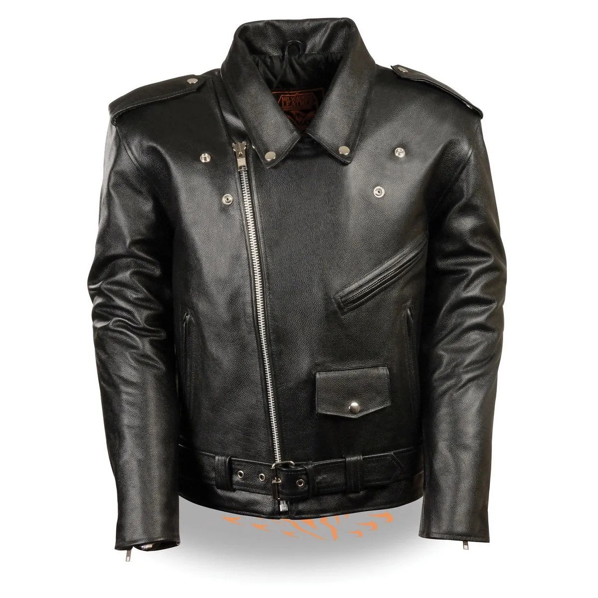 Milwaukee Leather LKM1781 Men's The Legend Classic Brando Black Premium Leather Motorcycle Jacket w/ Quilted Liner