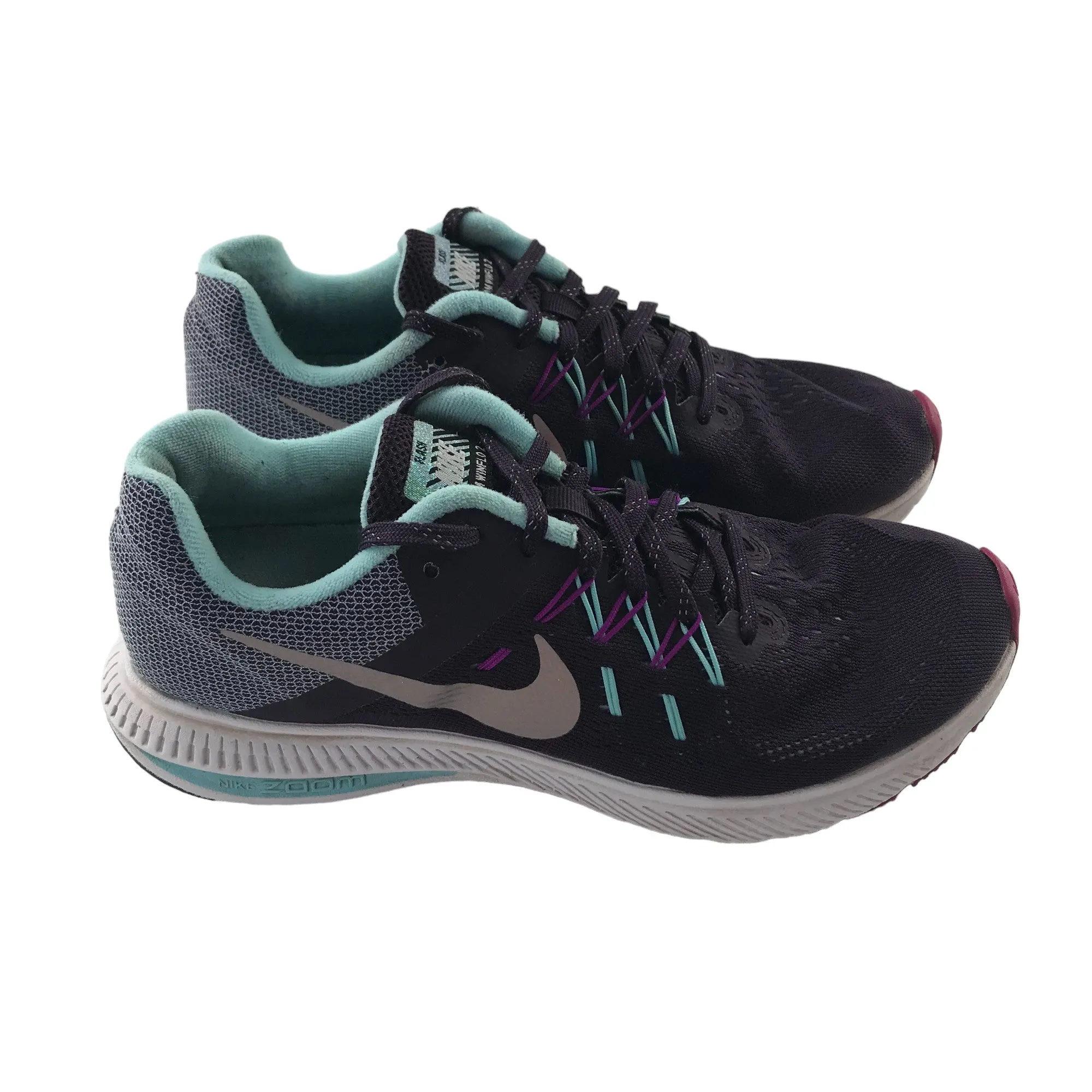 Nike Flash Zoom Winflo 2 trainer shoe size 7 purple and light blue trainers with laces