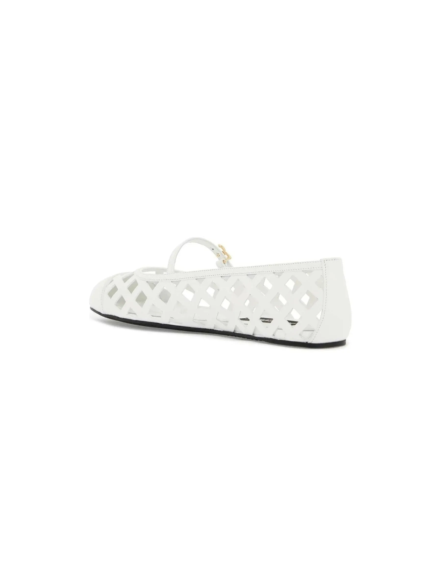 Odette Open Work Leather Ballet Flats