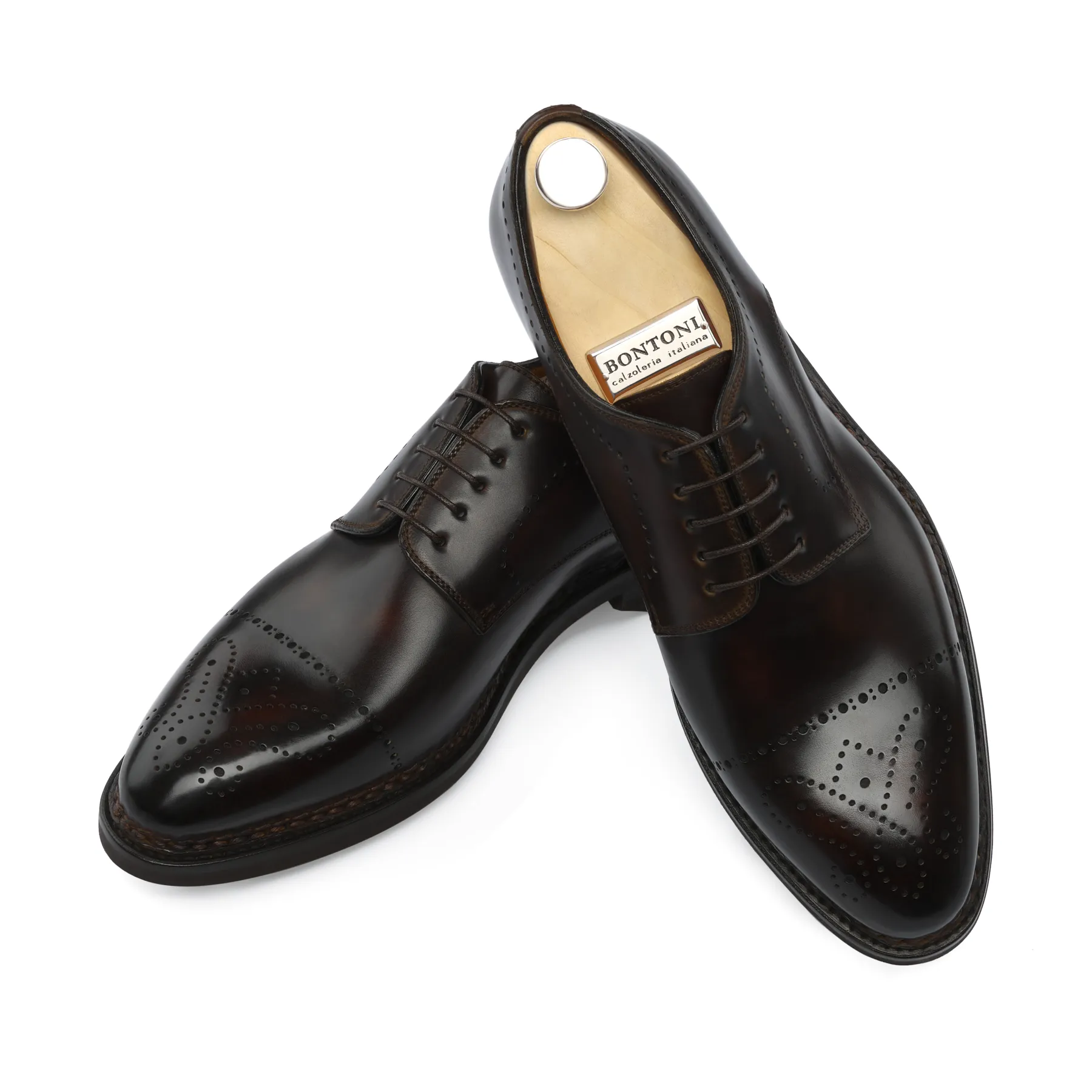 "Brera II" Five-Eyelet Derby with Perforated Cap Toe and Medallion