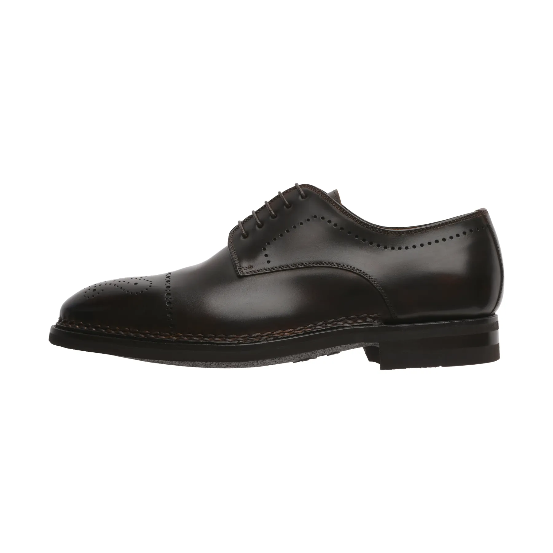 "Brera II" Five-Eyelet Derby with Perforated Cap Toe and Medallion