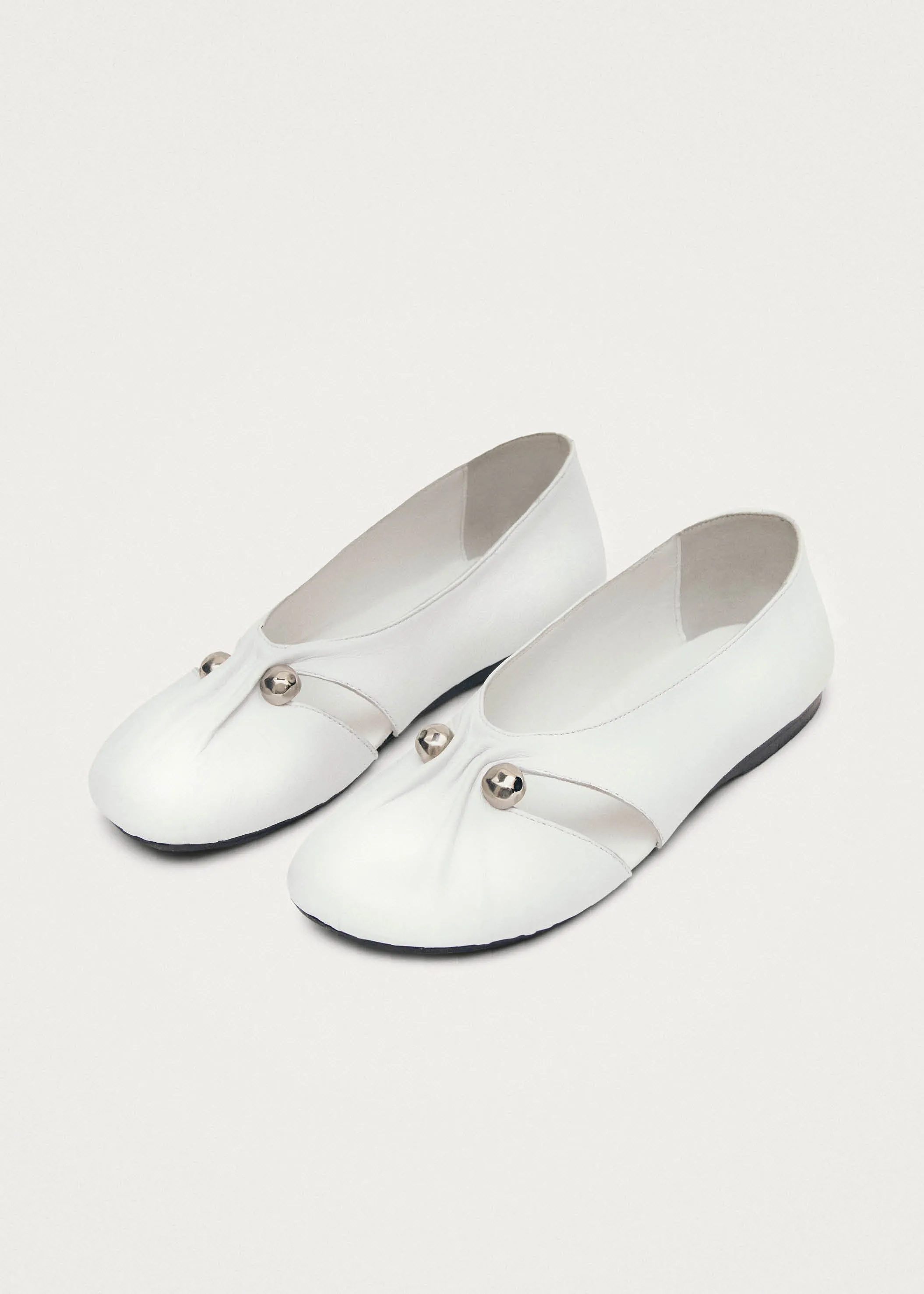 Ravena White Leather Ballet Flats