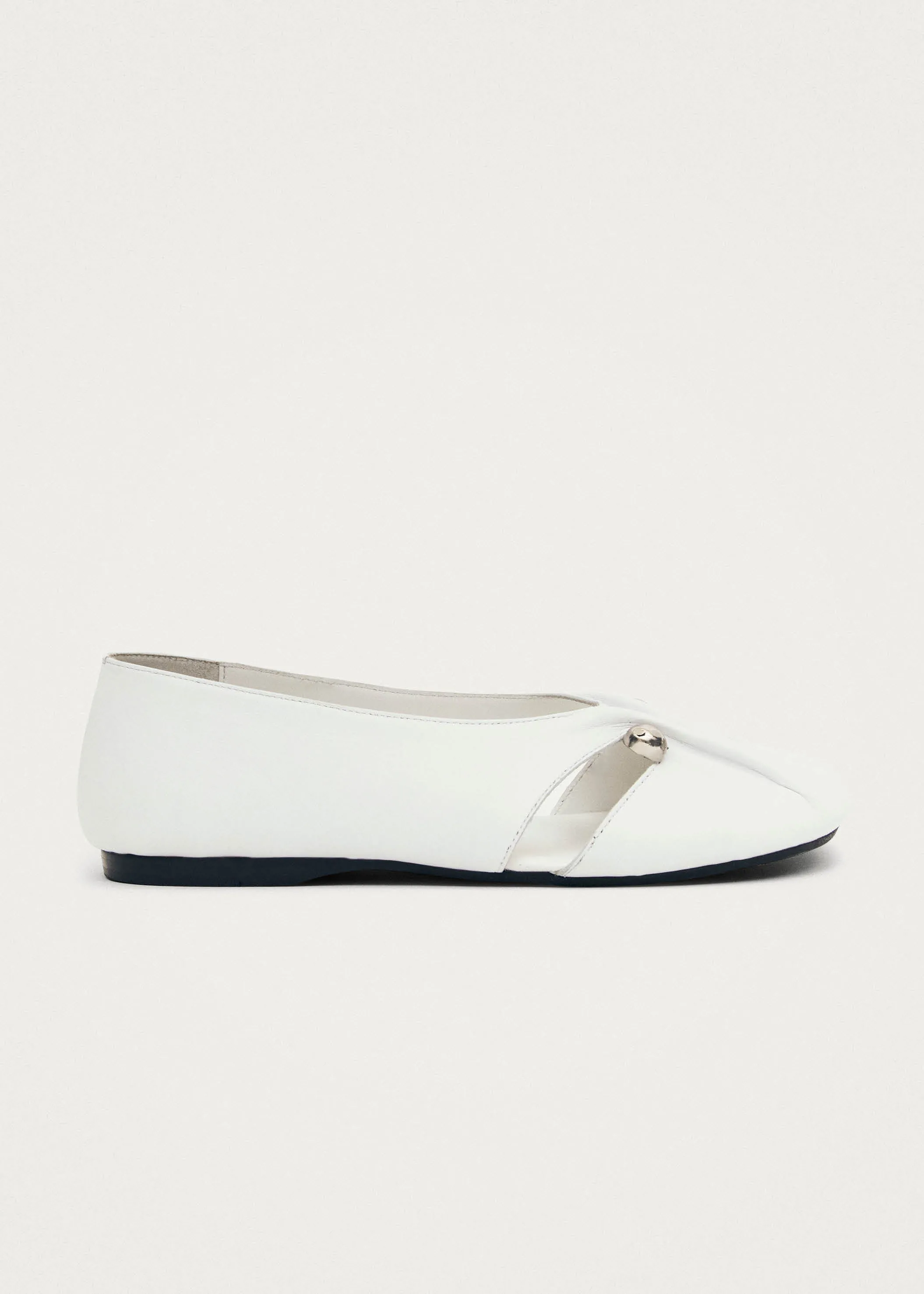 Ravena White Leather Ballet Flats