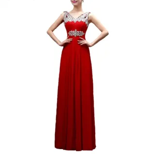 Red Evening prom Dresses Chiffon Party Dress at Bling Brides Bouquet