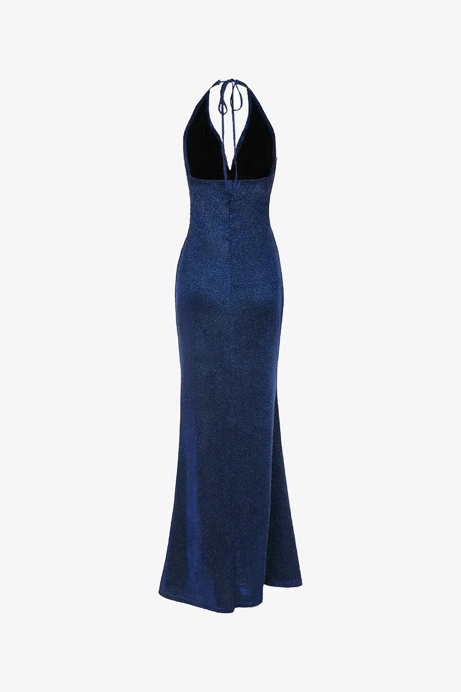 Royal Blue Glitter Halter Maxi Dress