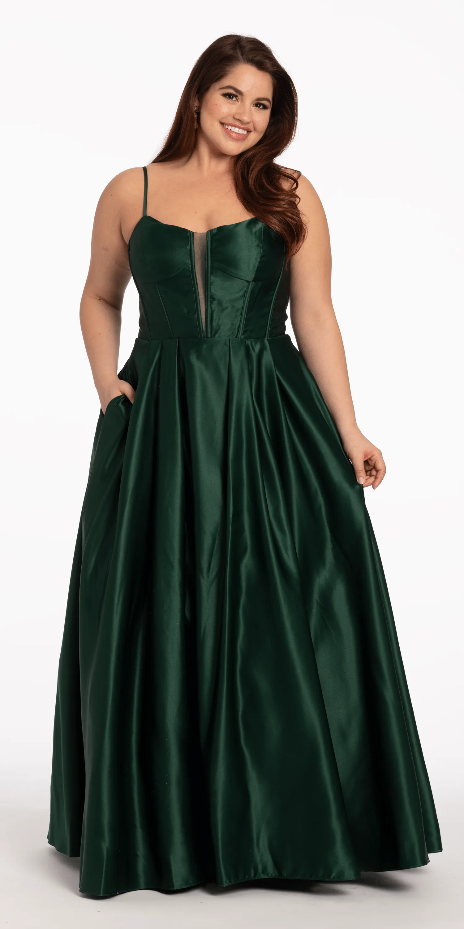 Satin Plunging Corset Ballgown