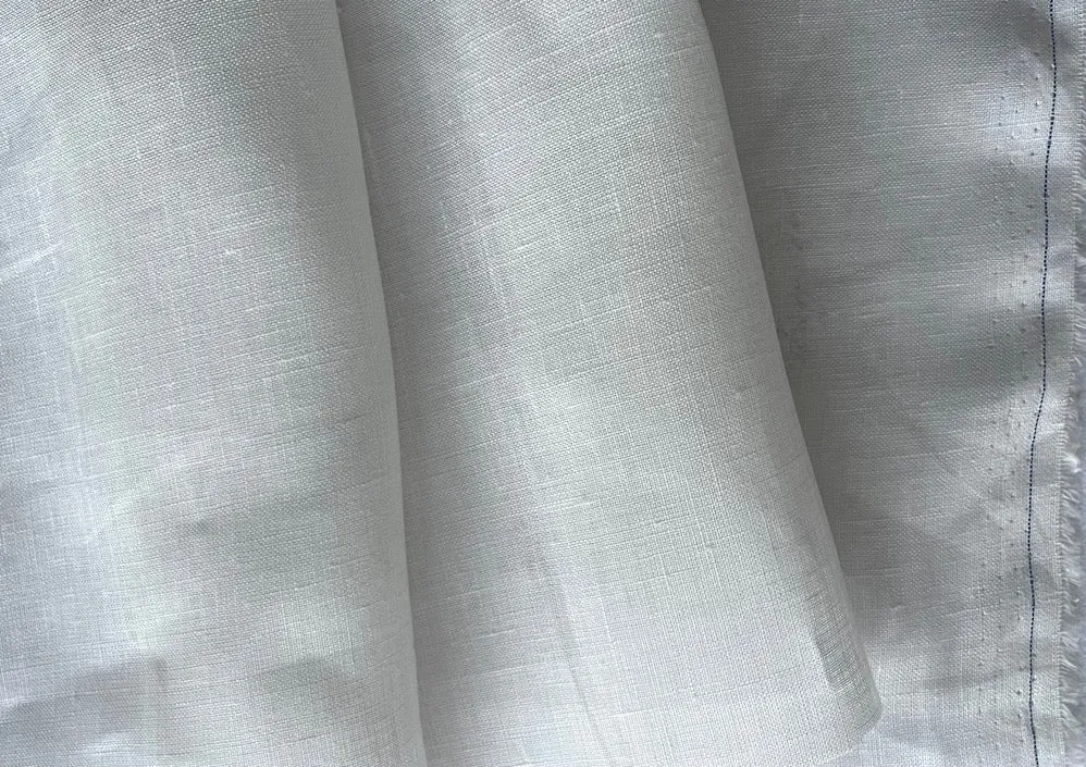 Semi-Sheer Soft Powder White Handkerchief Linen (Made in Italy)