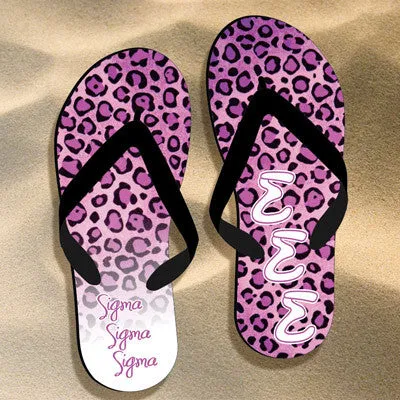 Sigma Sigma Sigma Cheetah Print Flip Flops - SBL100 - SUB