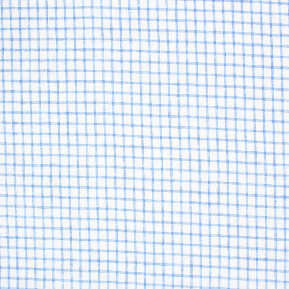 Sky Blue Gingham Check Pure Linen