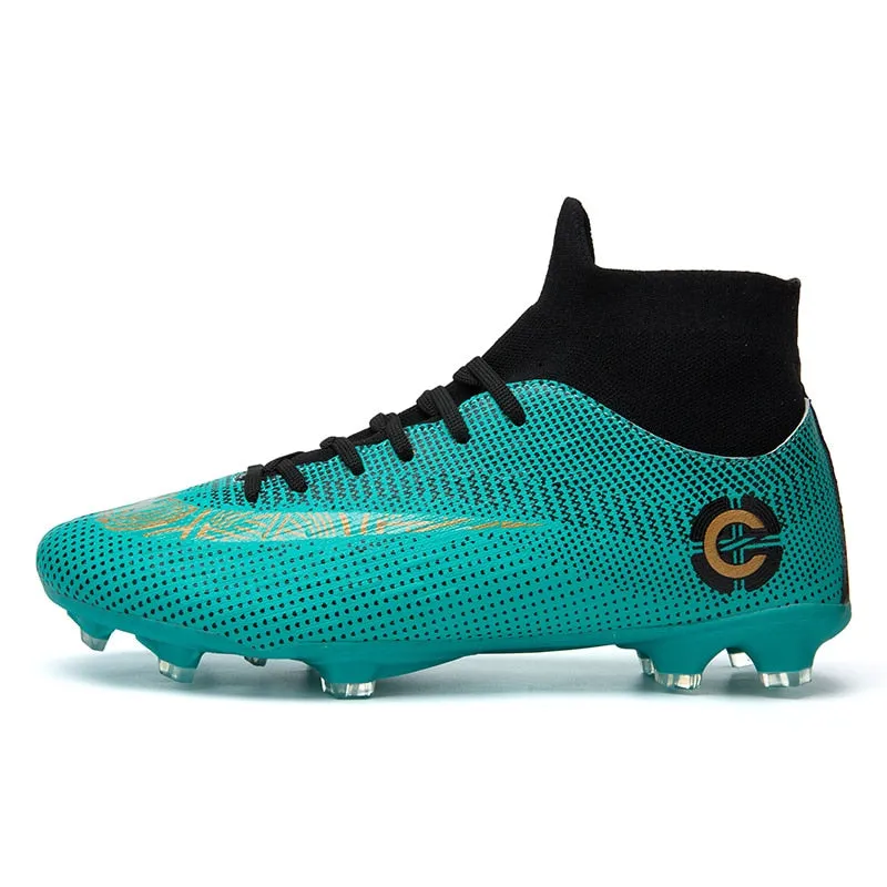 Soccer Shoes Football Boots Man's High Ankle Sneakers Men Outdoor Cleats Boots Long Spikes Soccer Shoes EUR36-46