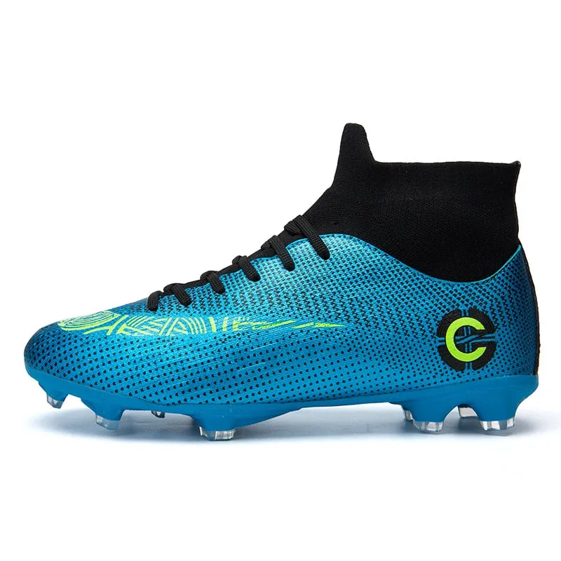 Soccer Shoes Football Boots Man's High Ankle Sneakers Men Outdoor Cleats Boots Long Spikes Soccer Shoes EUR36-46