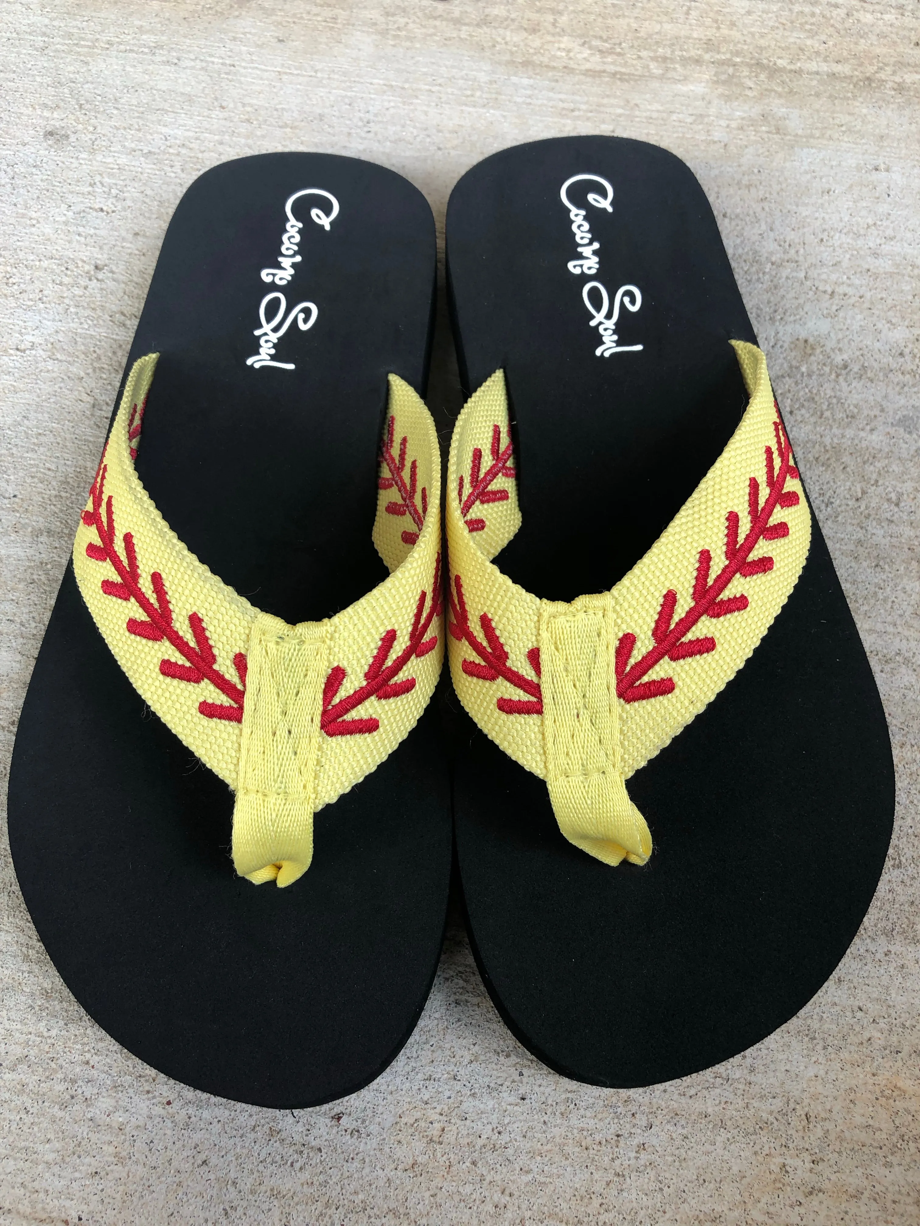 Softball Embroidered Flip Flops Softball Mom Flip Flops Softball Slippers COCOMO SOUL