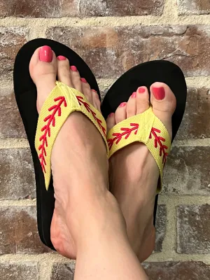 Softball Embroidered Flip Flops Softball Mom Flip Flops Softball Slippers COCOMO SOUL