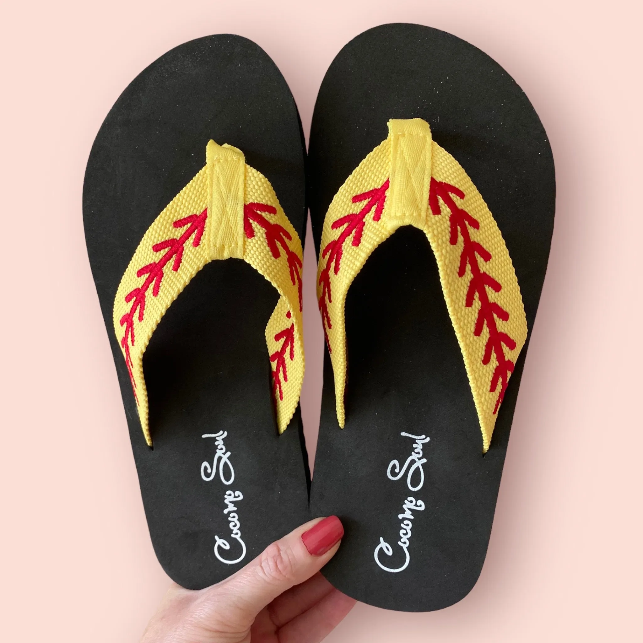 Softball Embroidered Flip Flops Softball Mom Flip Flops Softball Slippers COCOMO SOUL