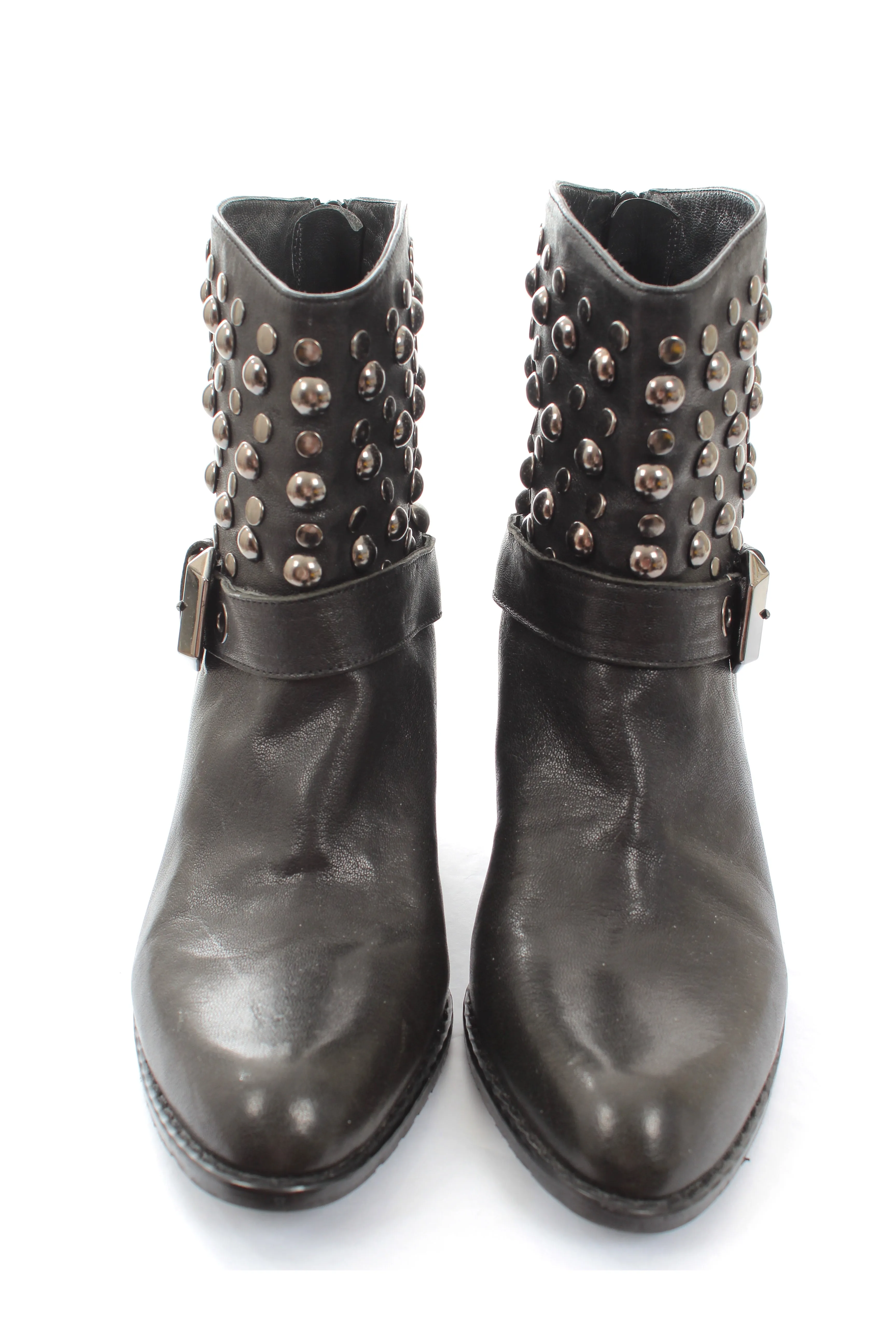 Stuart Weitzman City Slicker Studded Western Leather Ankle Boots