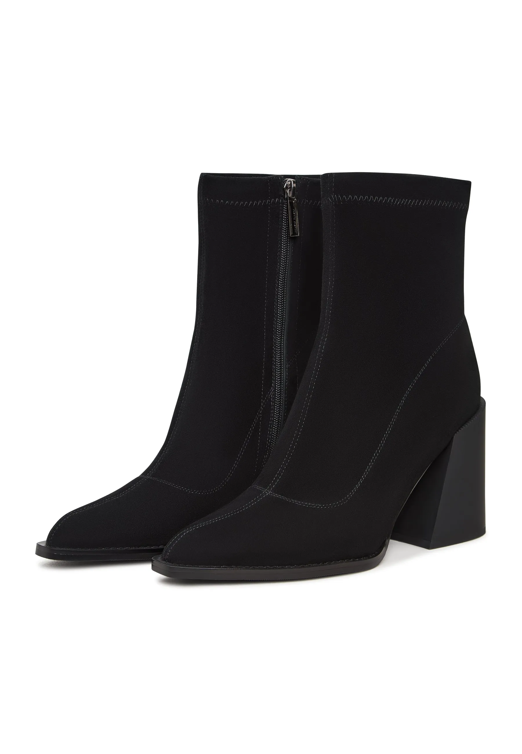 Suede Block Heel Boots Layla - Black