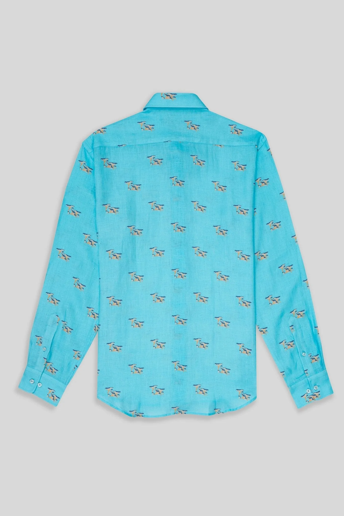 turquoise linen mushroom shirt