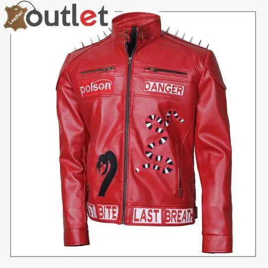 Venomous Danger Poison Snake Bite Last Breath Studded Biker Jacket