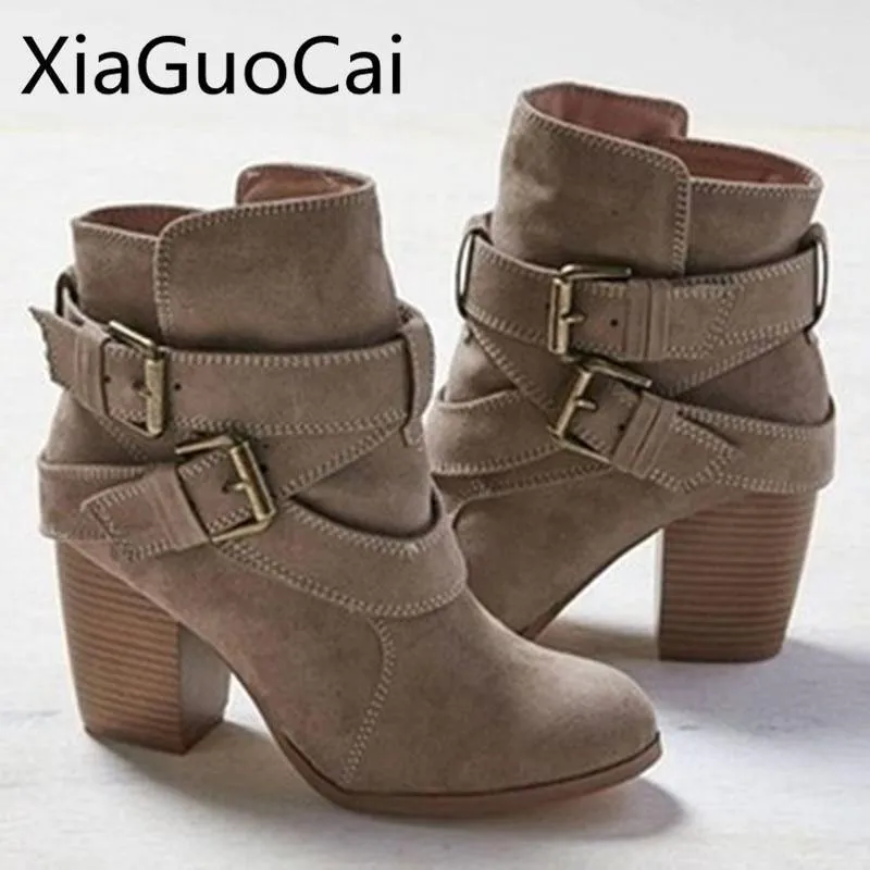 Vintage High Heels Ankle Boots