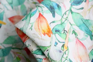 Watercolour Garden Washed Printed Linen