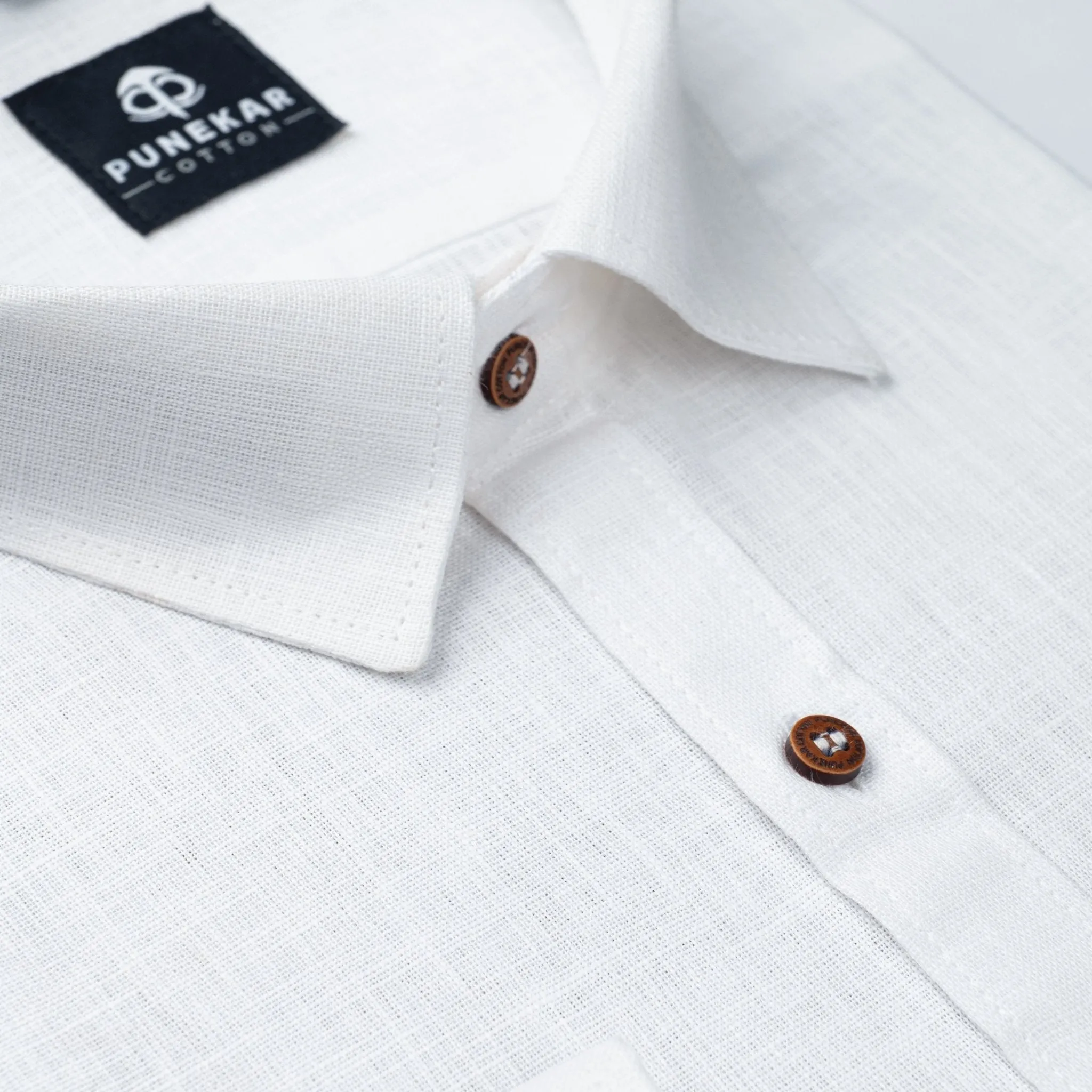 White Color Linen Formal Shirts For Men