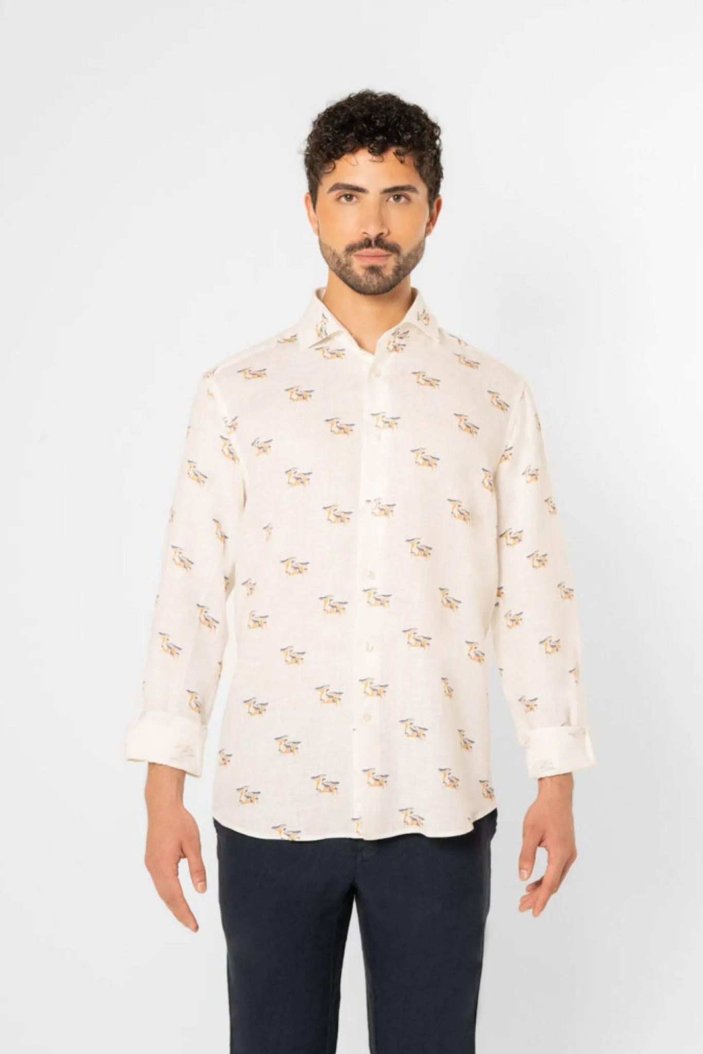 white linen mushroom shirt