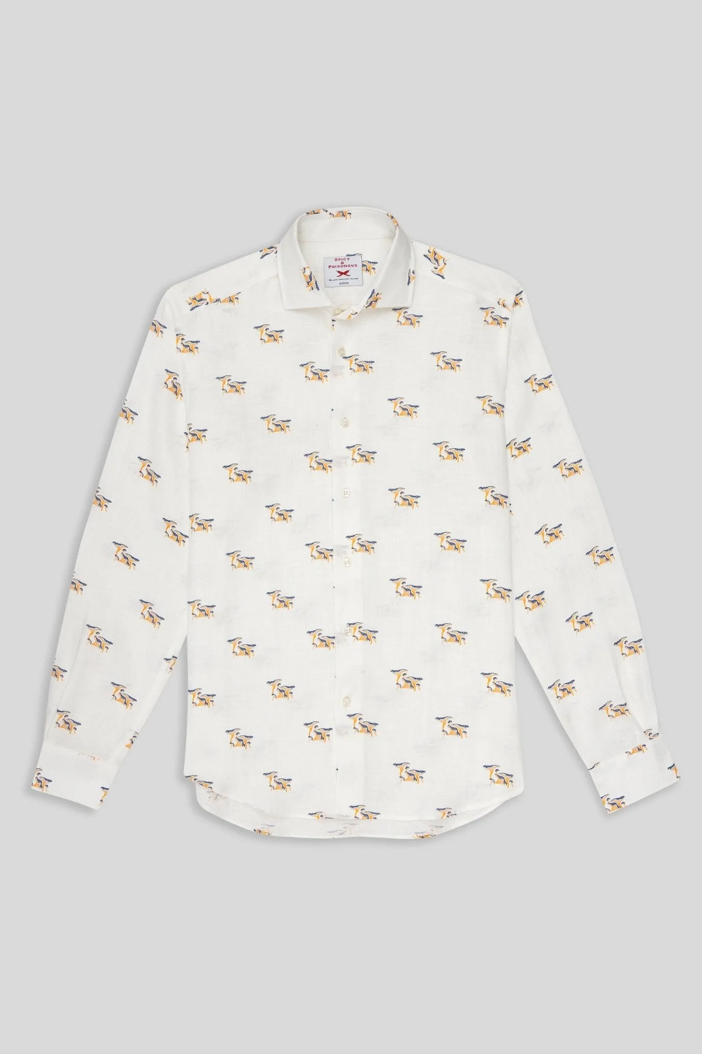 white linen mushroom shirt