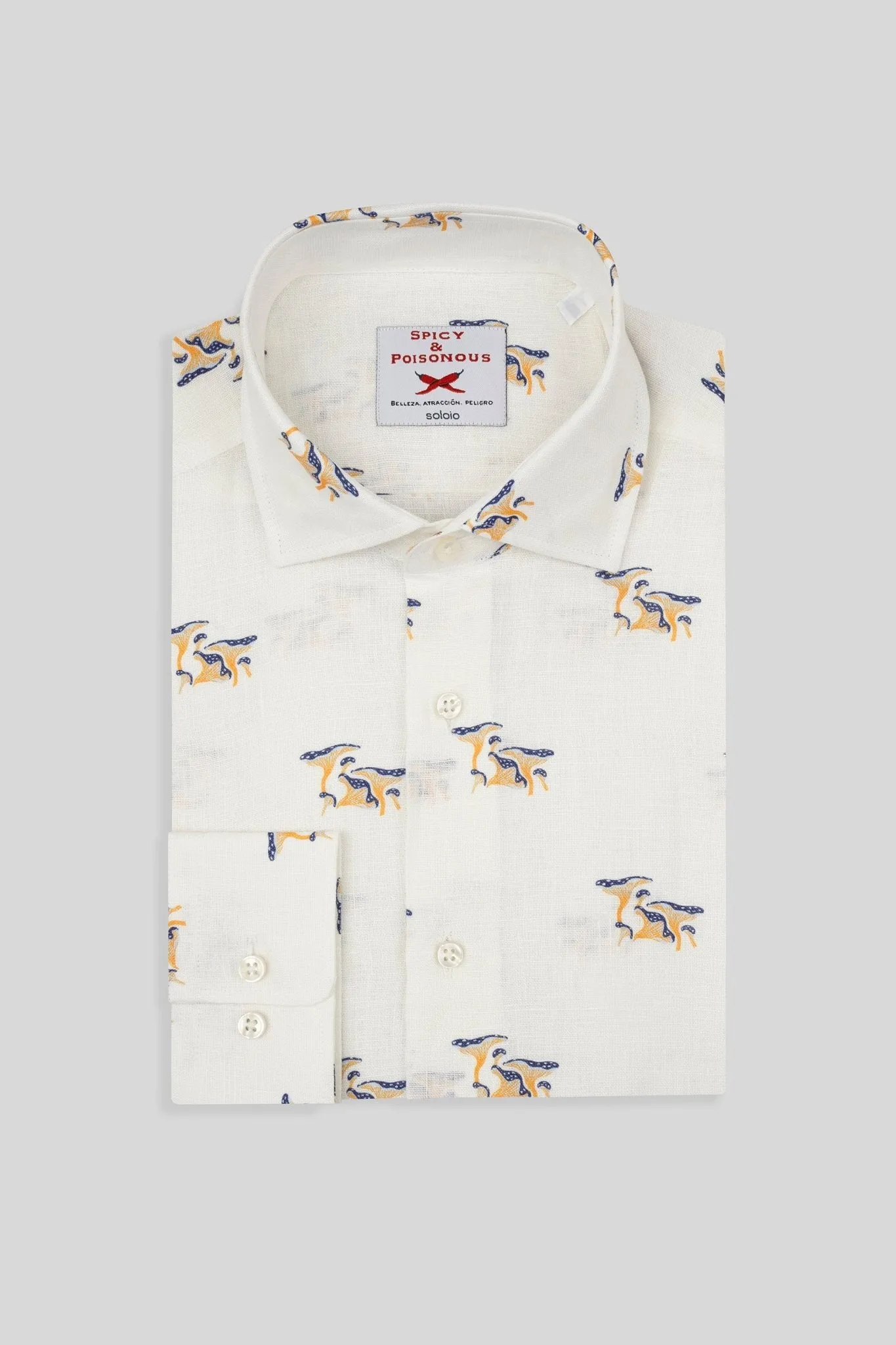 white linen mushroom shirt