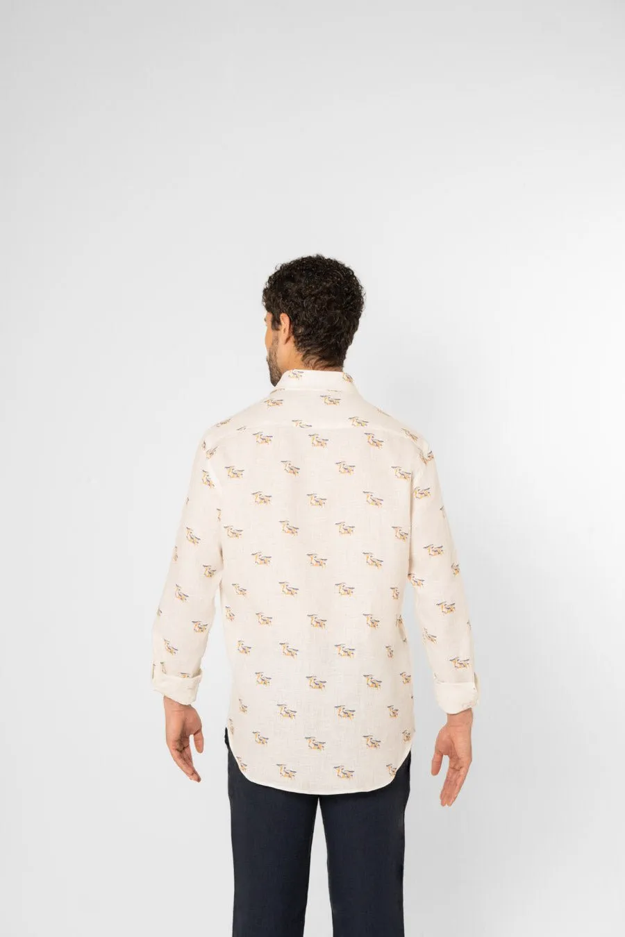 white linen mushroom shirt