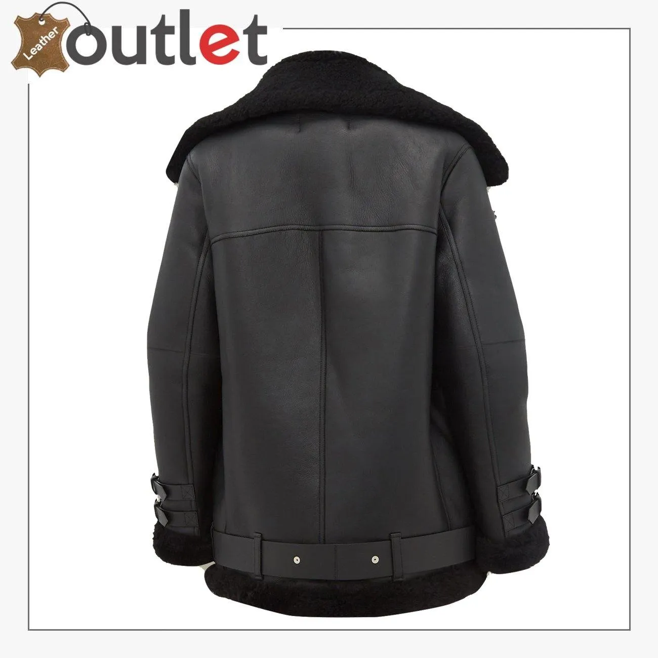 Women Pitch Black B3 Shearling Jacket